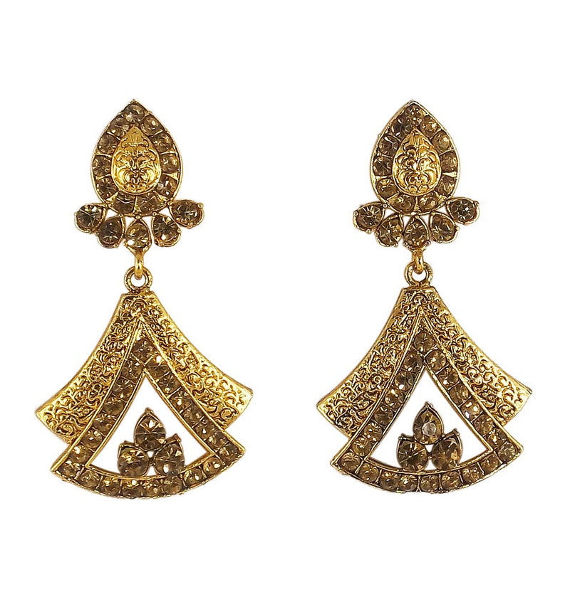 Gold Plated Stone Studded Traditional Earrings