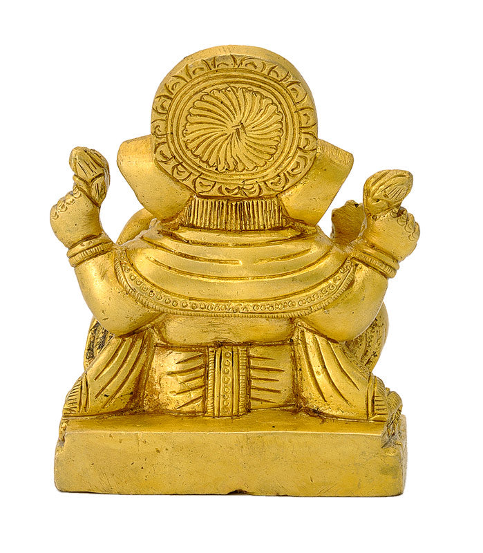 Brass Sitting Ganpati Golden Finish