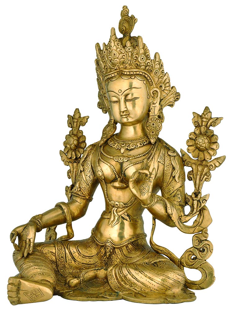 Goddess Green Tara - Brass Sculpture