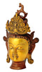 Auspicious Meditating Devi Tara Head Brass Figurine 11.75"
