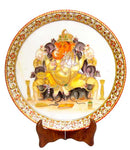 Ganesha in Leisure Mood-Painted Marble Plate