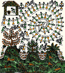 'A Day in Warli' Tribal Art Painting