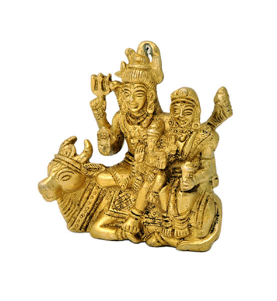 Shiva Parivar Brass Figurine 3.75"