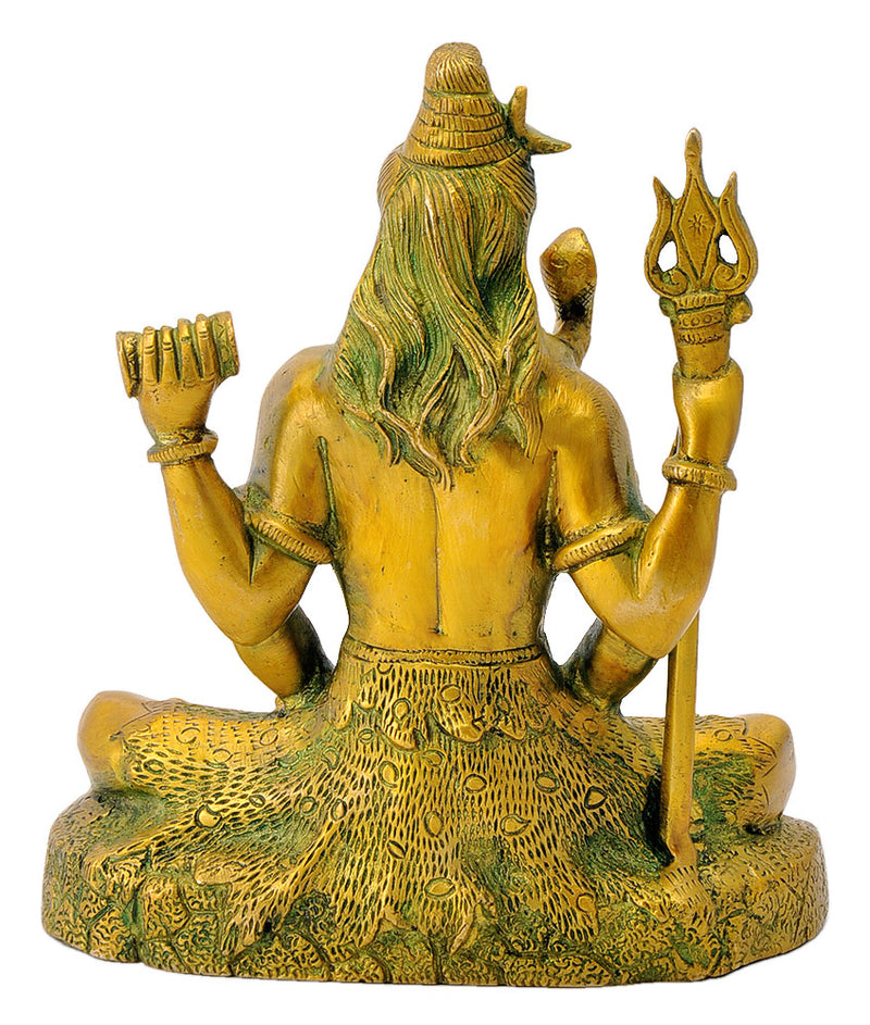 Mediating Lord Shiva Shankar Brass Sculpture 8"