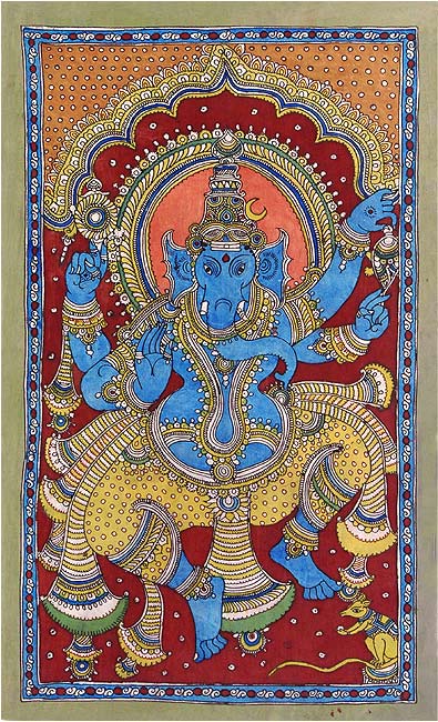 "Dancing Vinayaka" Kalamkari Painting