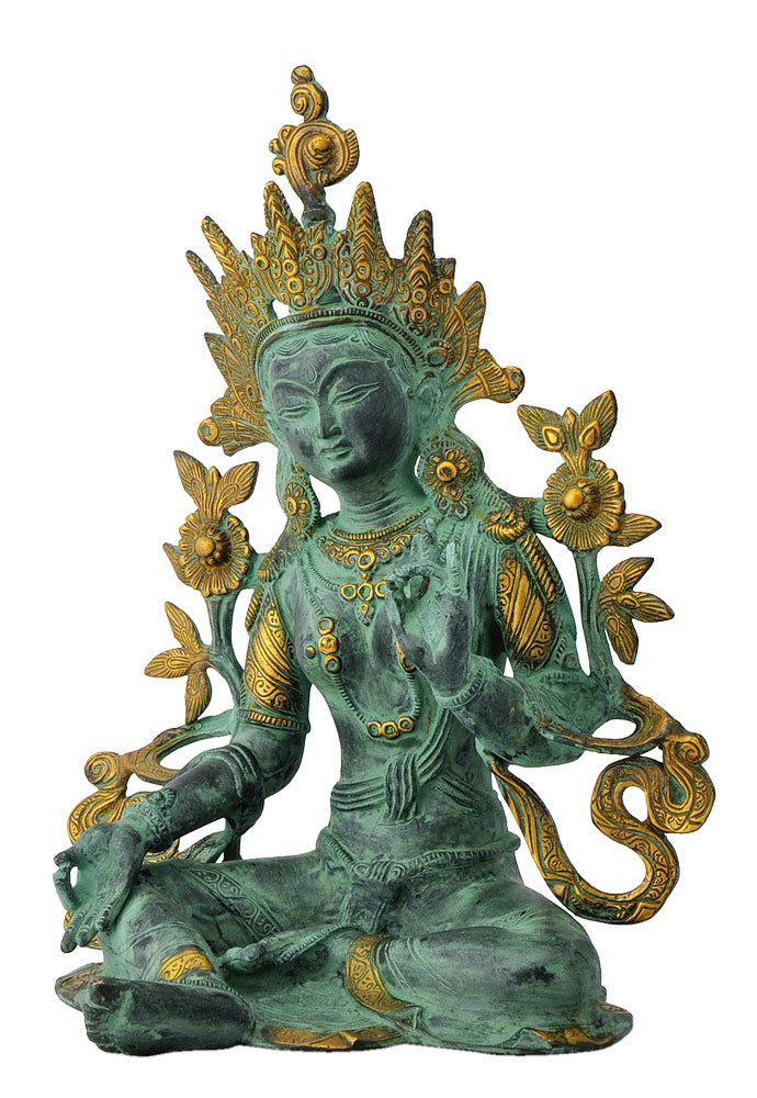 Antiquated Green Tara Brass Figure