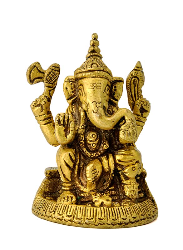 Small Ganesha Statue in Brass 2.75"