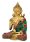 Buddha Brass Sculpture with Turquoise Coral Color Finish