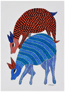Gond Tribal Painting - Two Deers