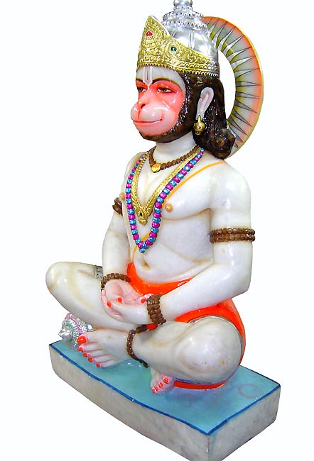 Hanuman in Meditation-Marble Statue 36"