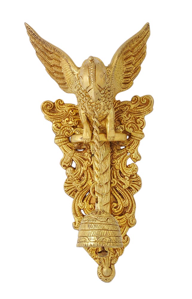 Hanging Parrot Welcome Bell in Brass