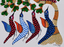 Dancing Birds - Folk Art Gond Panting