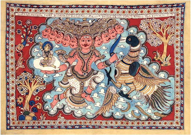 Jatayu Fought with Ravana - Kalamkari Painting