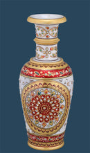 Marble Vase with Jali Cut and Kundan Work