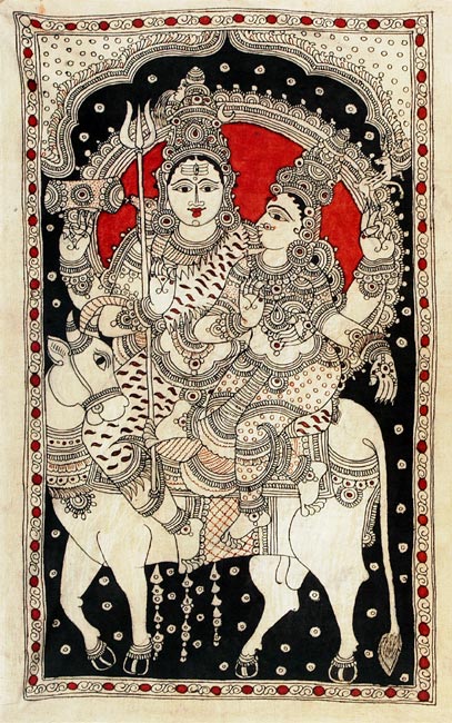 Shiva Parwati Seated on Nandi Bull