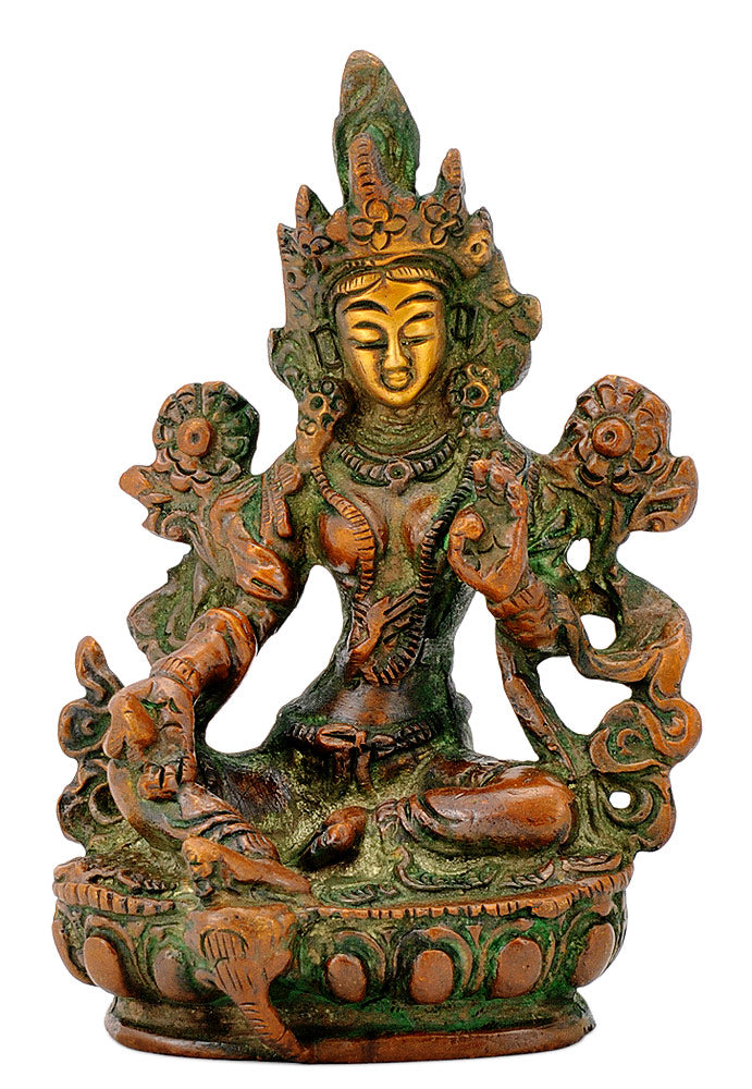 Green Tara Brass Statue 3.50"