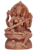 Enchanting Goddess Sarasawti - Hand Carved Statue