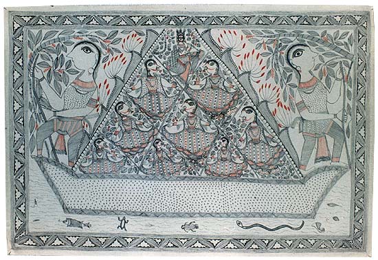Krishna with Companions on Boat