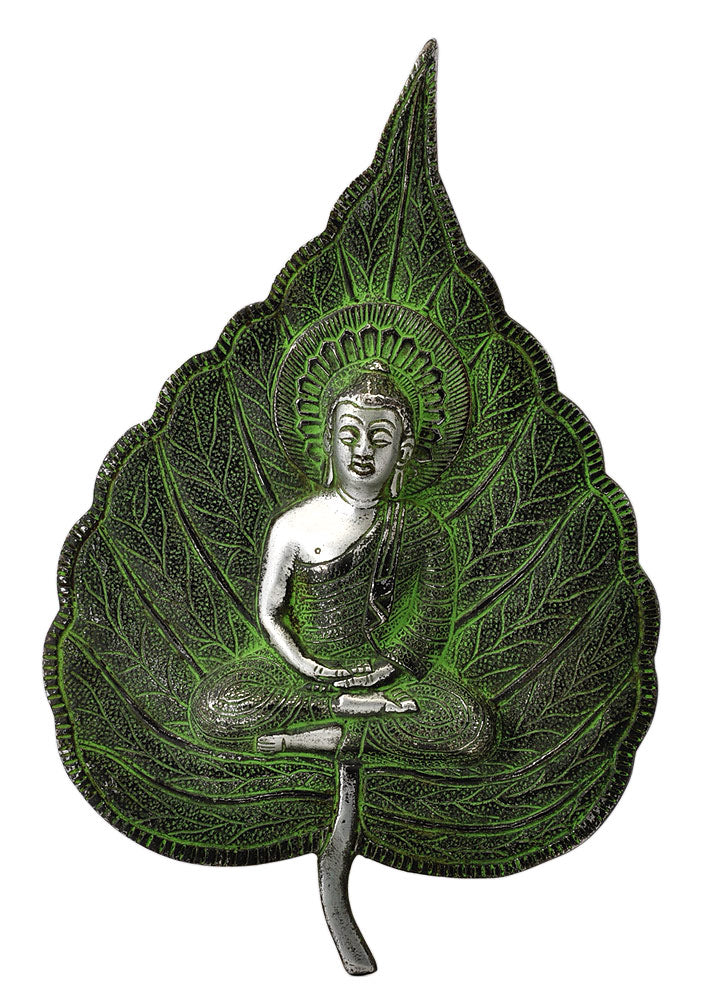 Metal Buddha Peepal Leaf Wall Hanging
