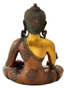 Medicine Buddha with Ashtamangala Signs Carved on His Robe 12"