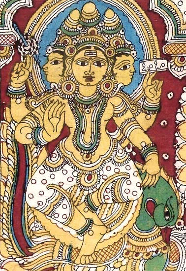 Brahma Vishnu Mahesh - Kalamkari Painting