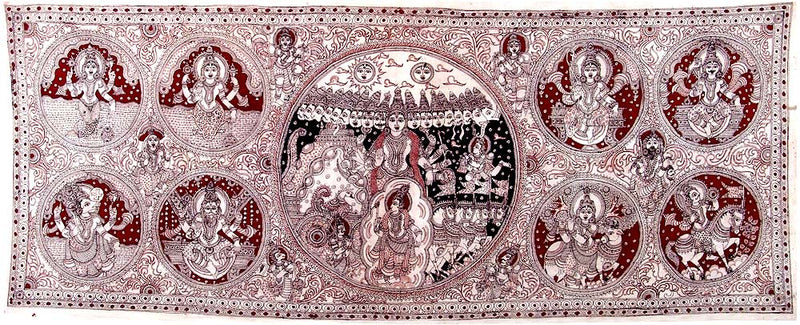 Krishna Virat Roopa with Dashavatara - Large Kalamkari Painting