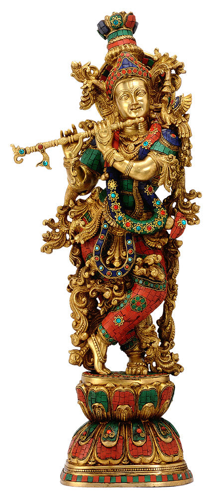 Large Size Lord Krishna Brass Figurine