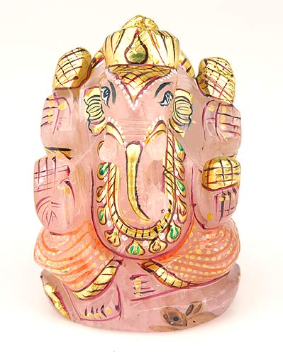Benevolent Lord Ganesha - Rose Quartz Statue