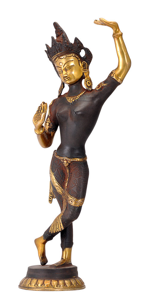 Standing Devi Tara Antique Brown Finish Sculpture