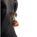 Peacock Beautiful Indian Style Jhumki Earrings Pink