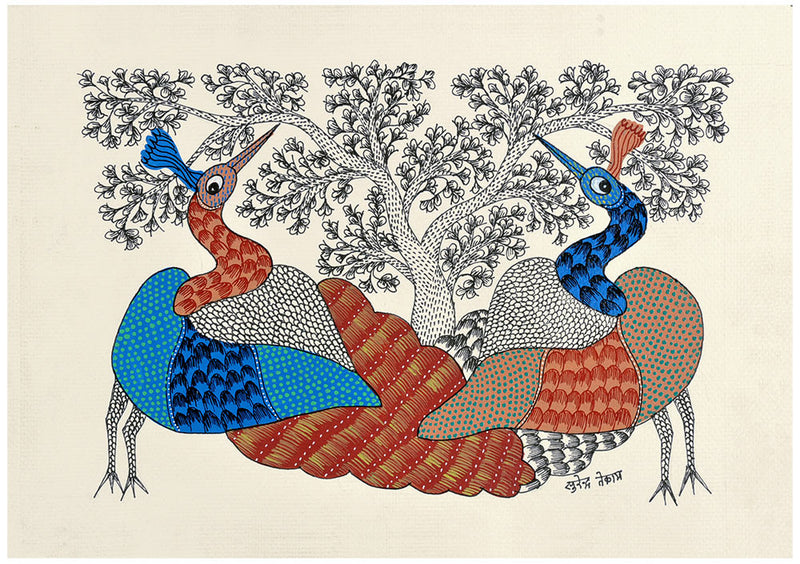 Peacock - Gond Folkart Panting