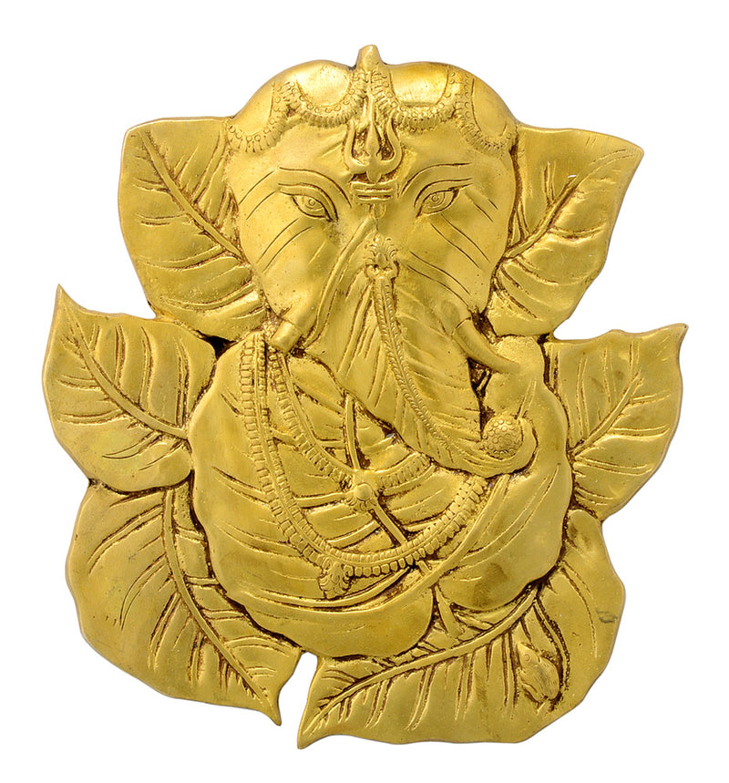 Leaf Ganesha Brass Wall Plaque