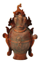 Auspicious Meditating Devi Tara Head Brass Figurine 11.75"
