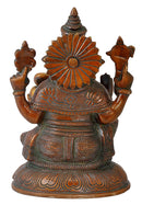 Blessing Ganesha Statue in Golden Brown Finish