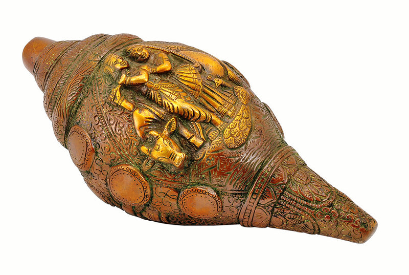 Shri Radha Krishna Decorative Brass Conch