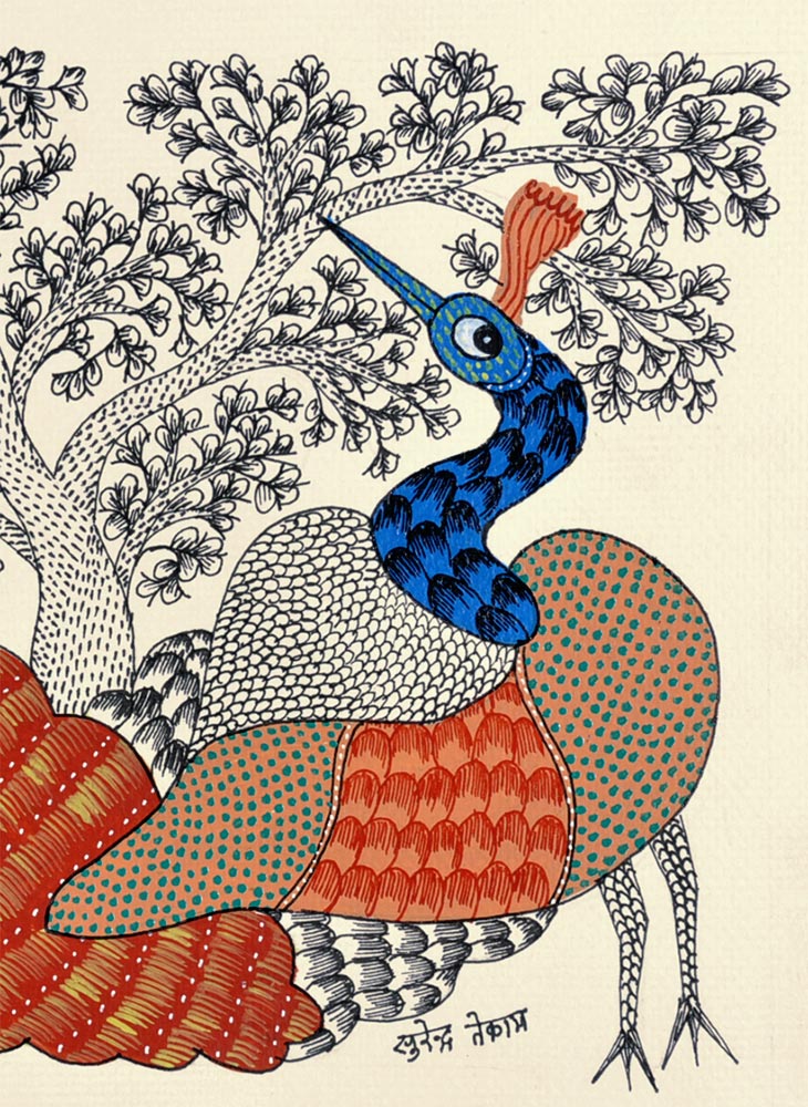 Peacock - Gond Folkart Panting