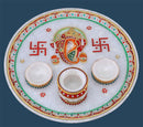 Swastik Ganesha Marble Pooja Tika Thali