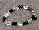 Quartz Crystal Black Agate Stretch Bracelet
