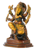 Lord Ganesha Seated on Mouse - Brass Statue