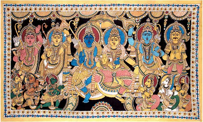 Court of Lord Sri Rama- Large Kalamkari Painting
