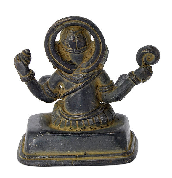 Antiquated Ganesha Folk Art Statue in Brass