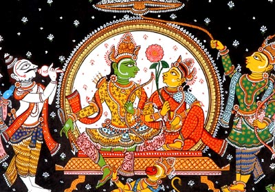 Court of Lord Rama - Traditional Patachitra Painting 19"