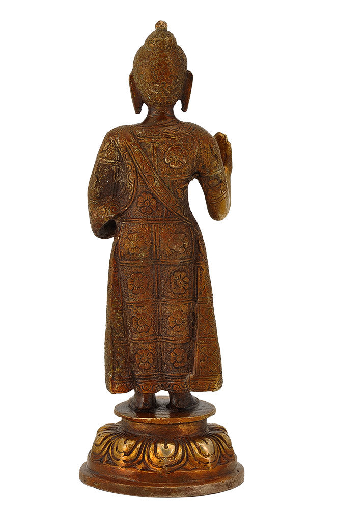 Standing Medicine Buddha with Carved Robe 7.75"