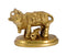 Brass Holy Cow and Calf Sculpture