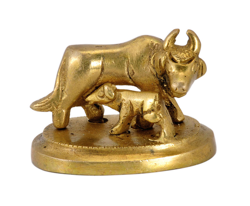 Small Cow and Calf Brass Showpiece