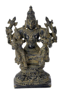 Lord Vishnu with Consorts Brass Antique Finish Statue