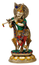 Murlidhar Krishna Playing Flute - Exquisite Brass Statue