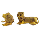 Brass Seated Lion Pair