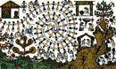 'Village Activities' Handmade Paper Painting