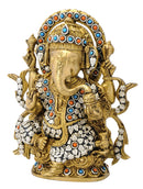 Chaturbhuj Lord Ganesha Brass Figure